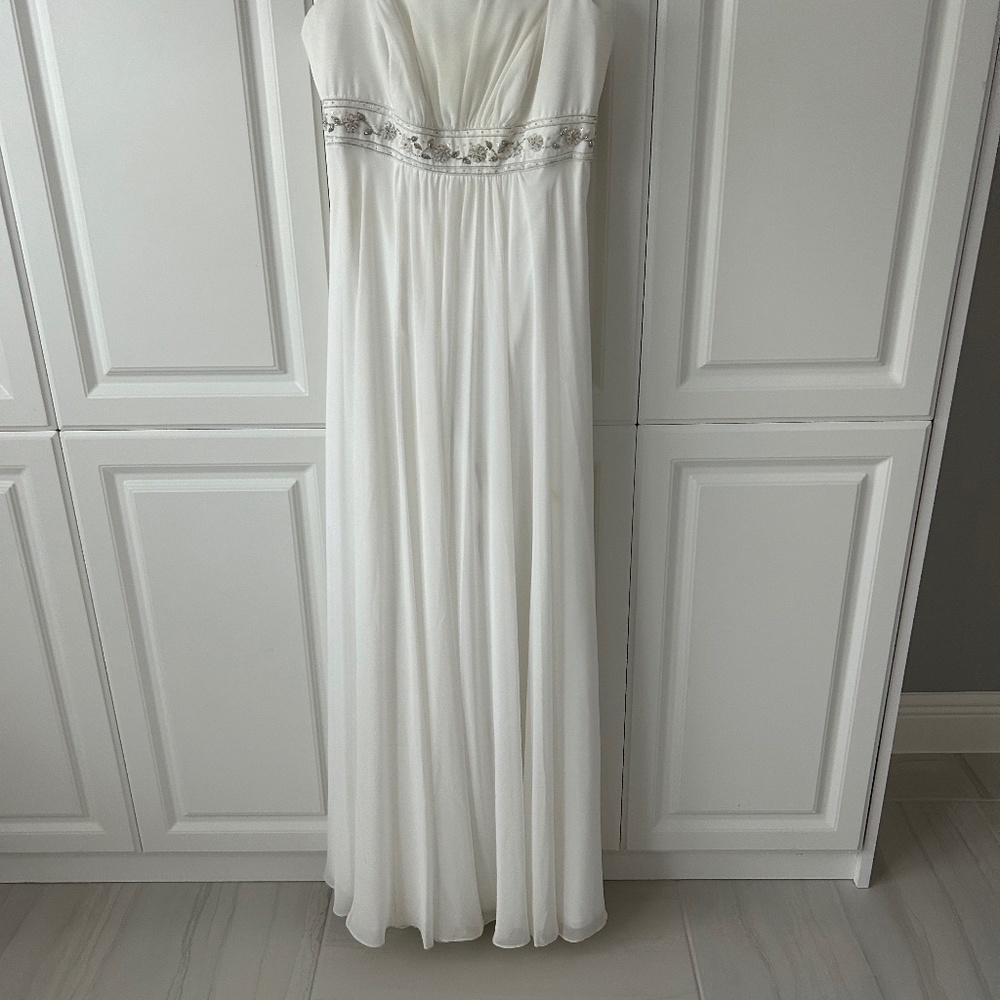 David’s Bridal Spaghetti Strap Chiffon Dress with Beaded Empire BR 1007